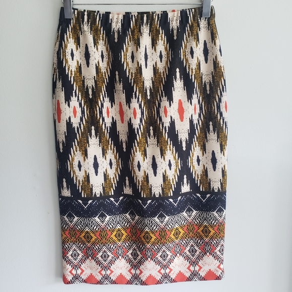 Anthropologie Maeve Iguazu Tribal Print High Waist Midi Pencil Skirt - Picture 2 of 6